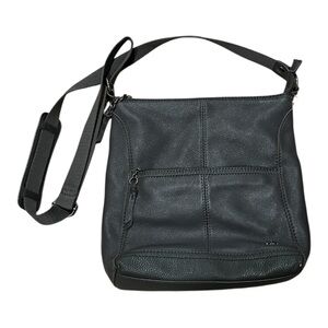 The Sak Iris Slate Gray Pebbled Leather Crossbody Bag Adjustable Strap